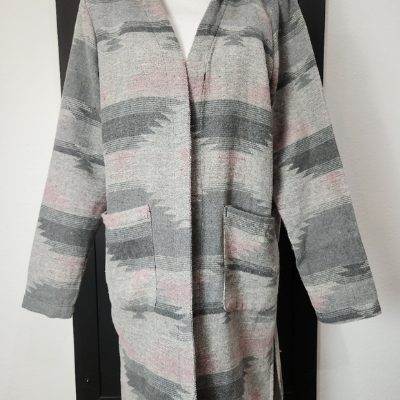 DICTIONARY AZTEC LONG HOODED CARDIGAN DUSTER SIZE MEDIUM - Picture 3 of 9